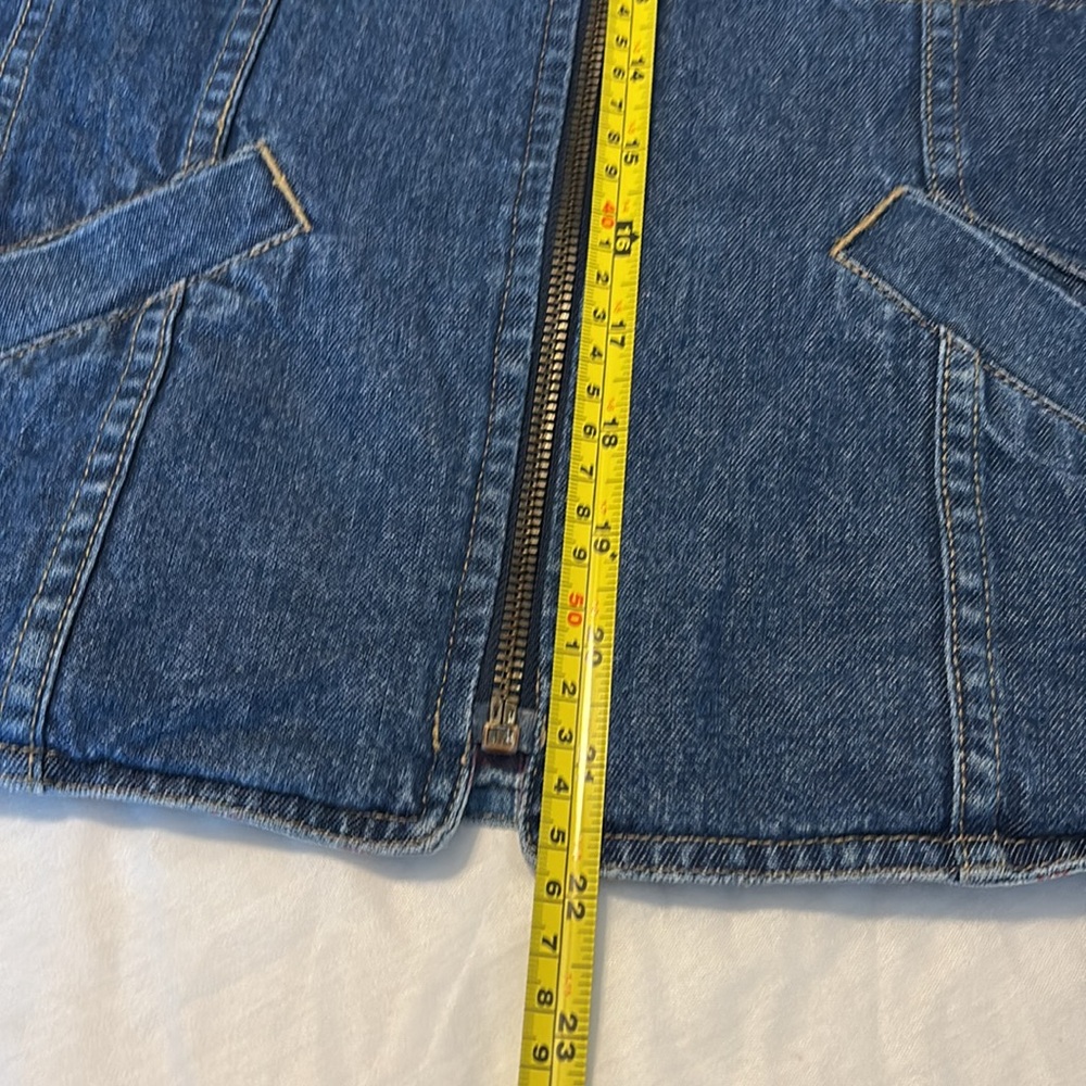 VTG cropped reversible denim jean vest plaid SZ L 100% cotton casual cottagecore - Picture 8 of 12